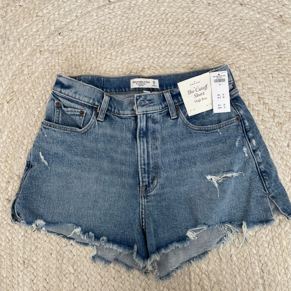 Abercrombie & Fitch Blue Distressed Jean Shorts